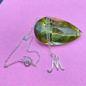 Sterling Silver "M" Initial Necklace .925 LA Script 18" Minimalist